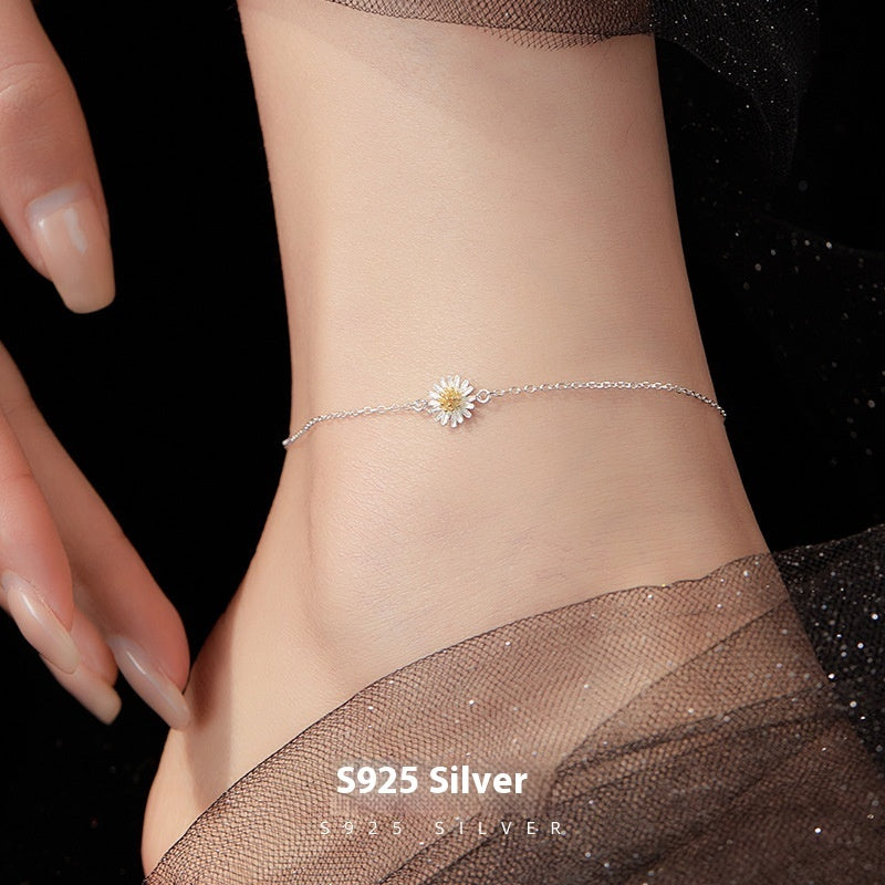 Silver Mori Style Anklet Thin Chain