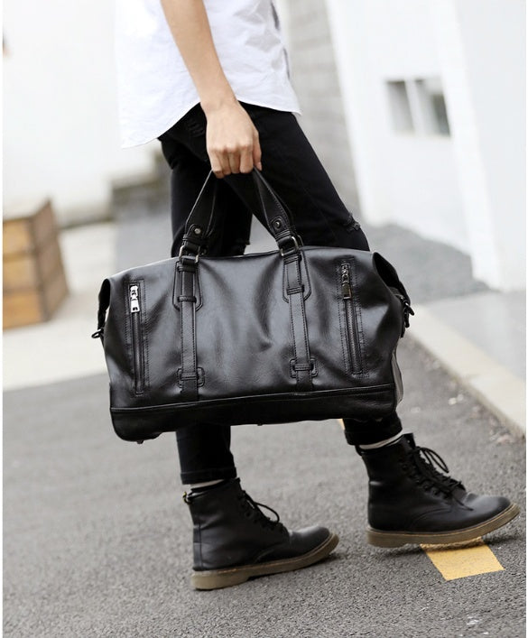 Large-capacity business leather travel handbag