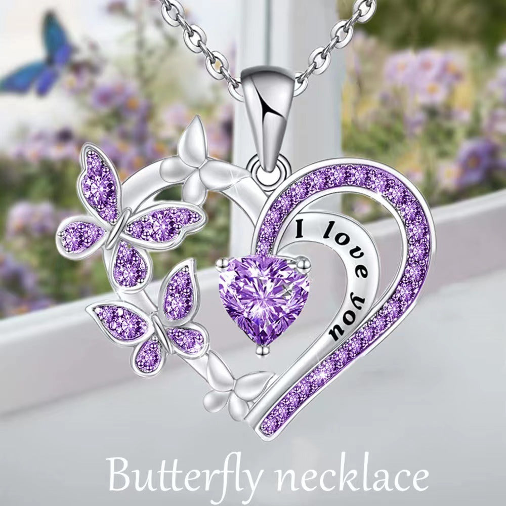 Rhinestones Heart-shaped Chain Pendant Necklace