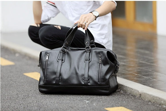 Large-capacity business leather travel handbag