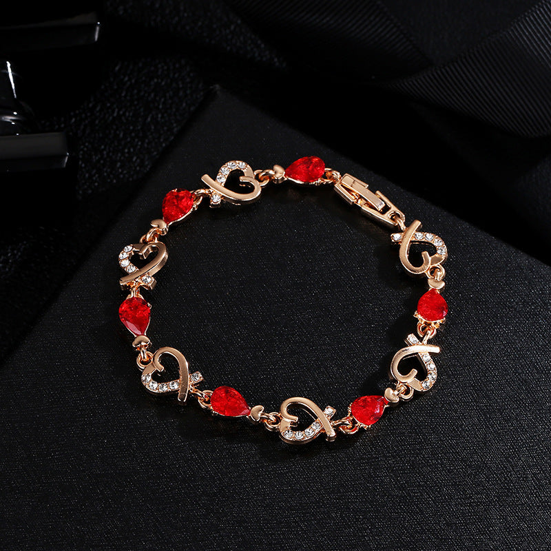 Hollow Love Rhinestones Heart-shaped Bracelet