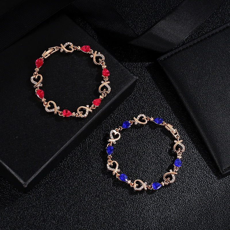 Hollow Love Rhinestones Heart-shaped Bracelet