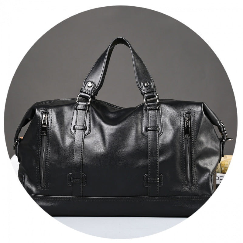 Large-capacity business leather travel handbag