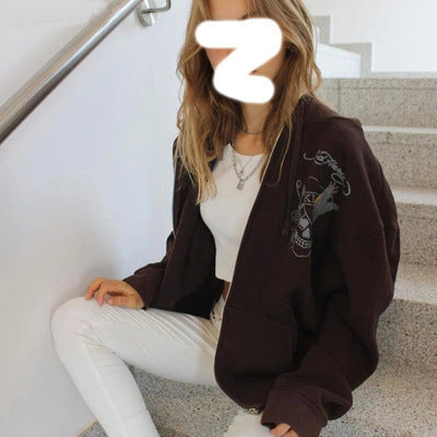 Brown Zip Sweatshirt Jacket Hoodie