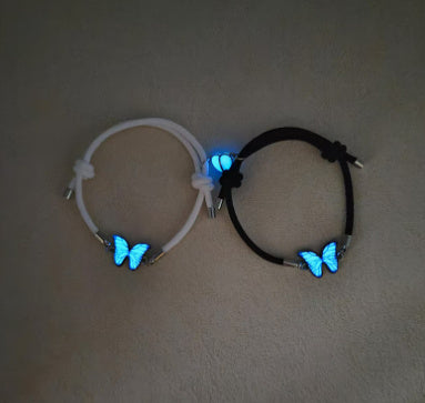 Blue Luminous Butterfly Necklace Bracelet Set