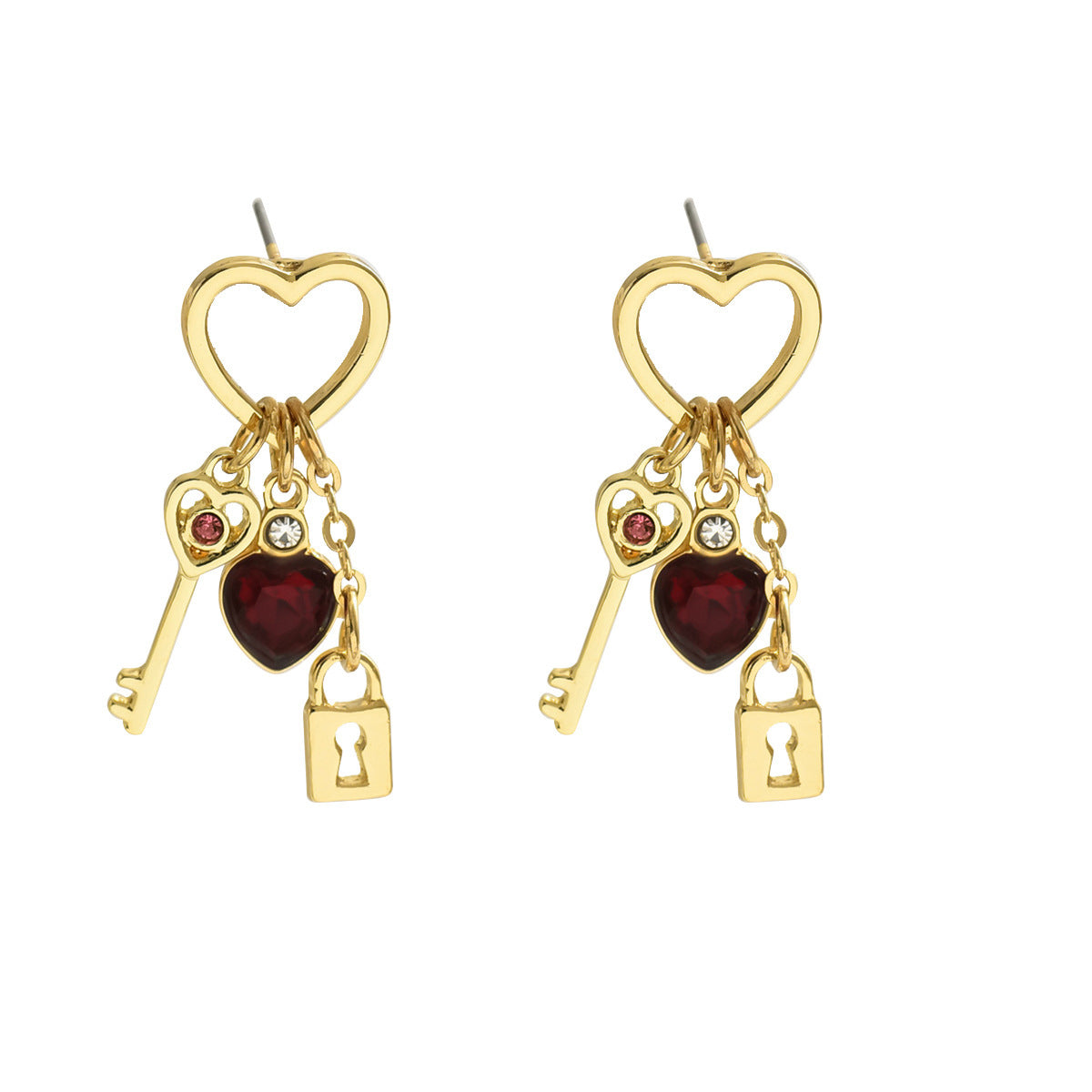 Luxury Earrings With Rhinestone Diamond Lock-shaped