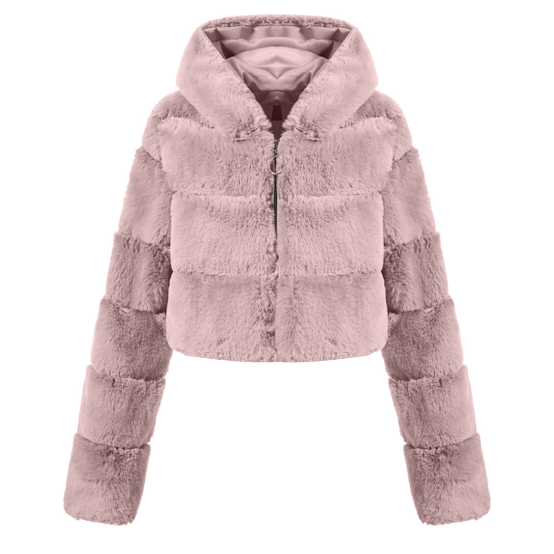 Solid Color Faux Fur Coat Jacket