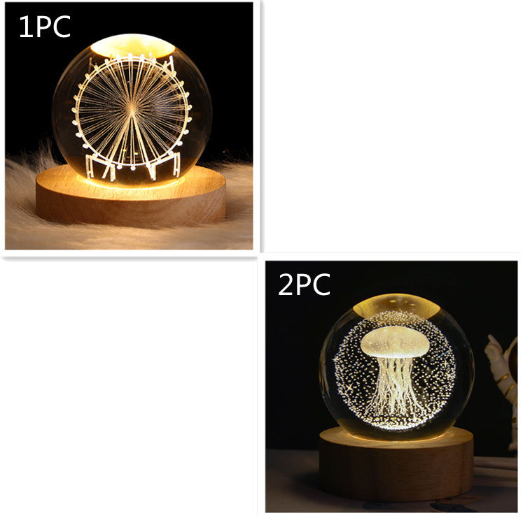 Luminous Starry Sky & Planets Crystal Ball Night Lamp