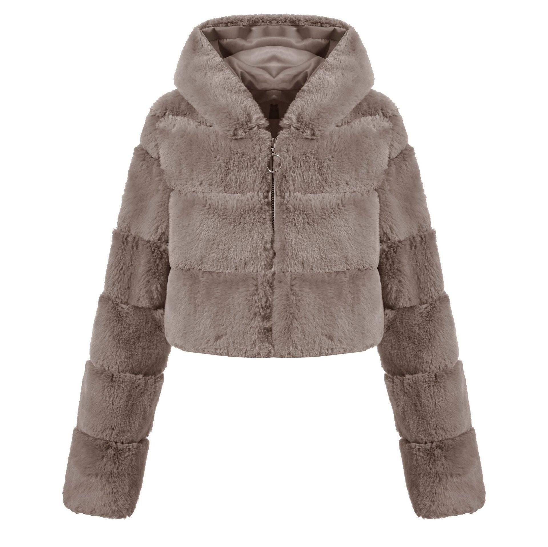 Solid Color Faux Fur Coat Jacket