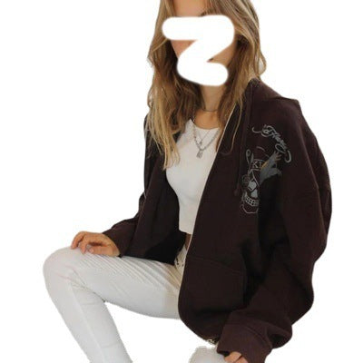 Brown Zip Sweatshirt Jacket Hoodie