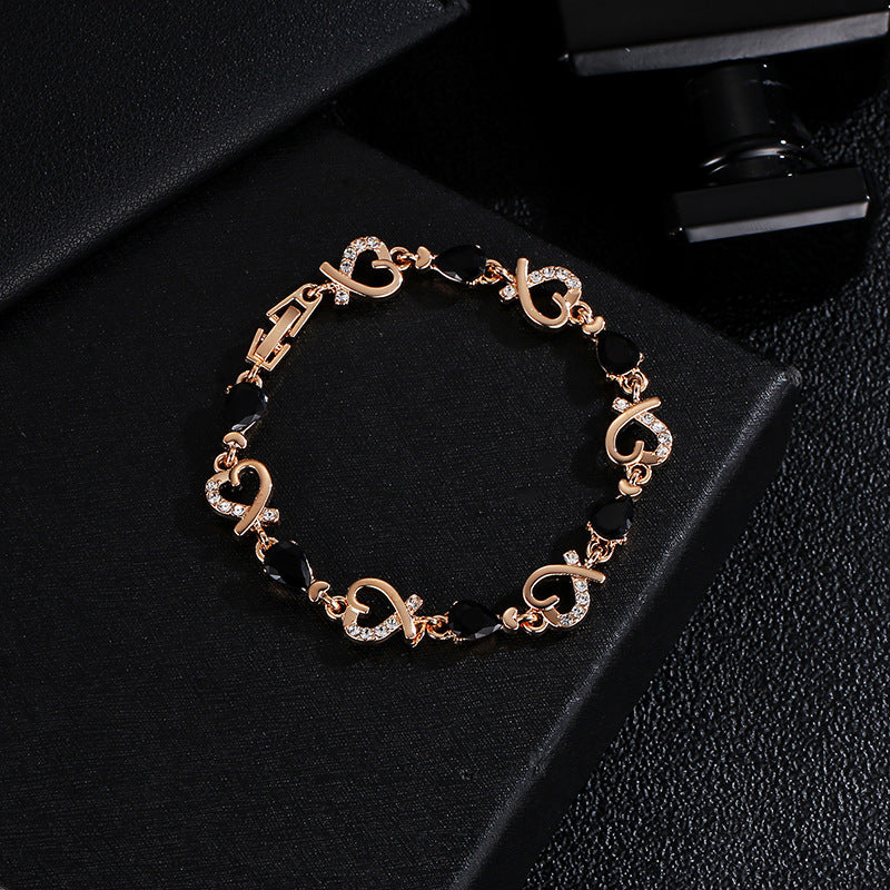 Hollow Love Rhinestones Heart-shaped Bracelet