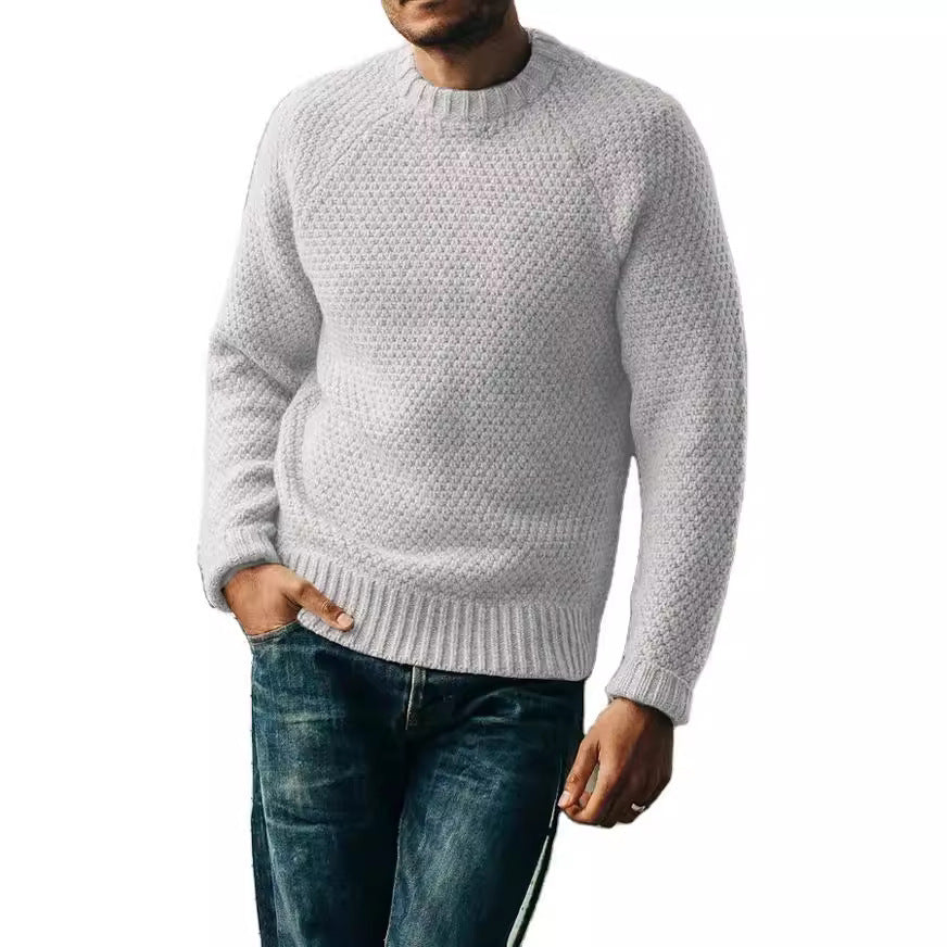 Pullover Winter Solid Color Round Neck Knitted Sweater