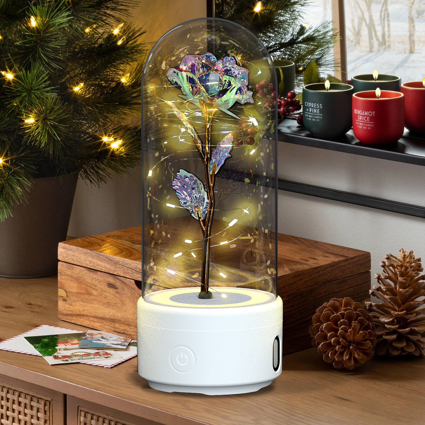 Flowers LED Light And Bluetooth Speaker Rose Luminous