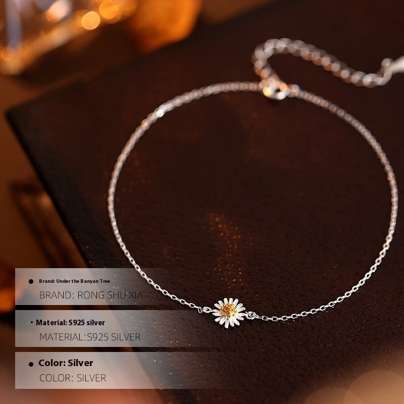 Silver Mori Style Anklet Thin Chain