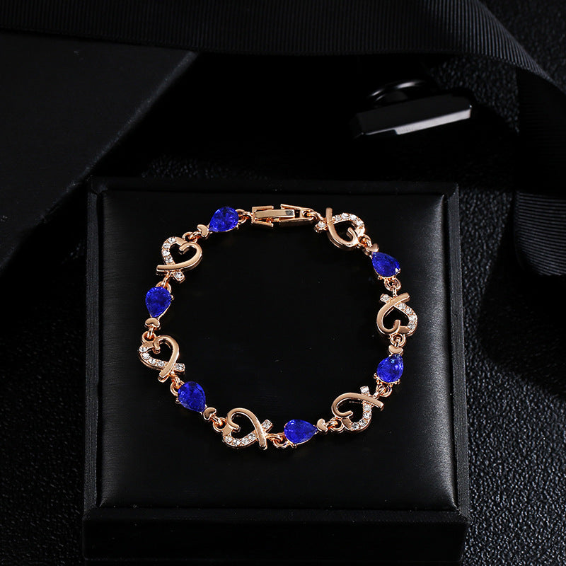 Hollow Love Rhinestones Heart-shaped Bracelet