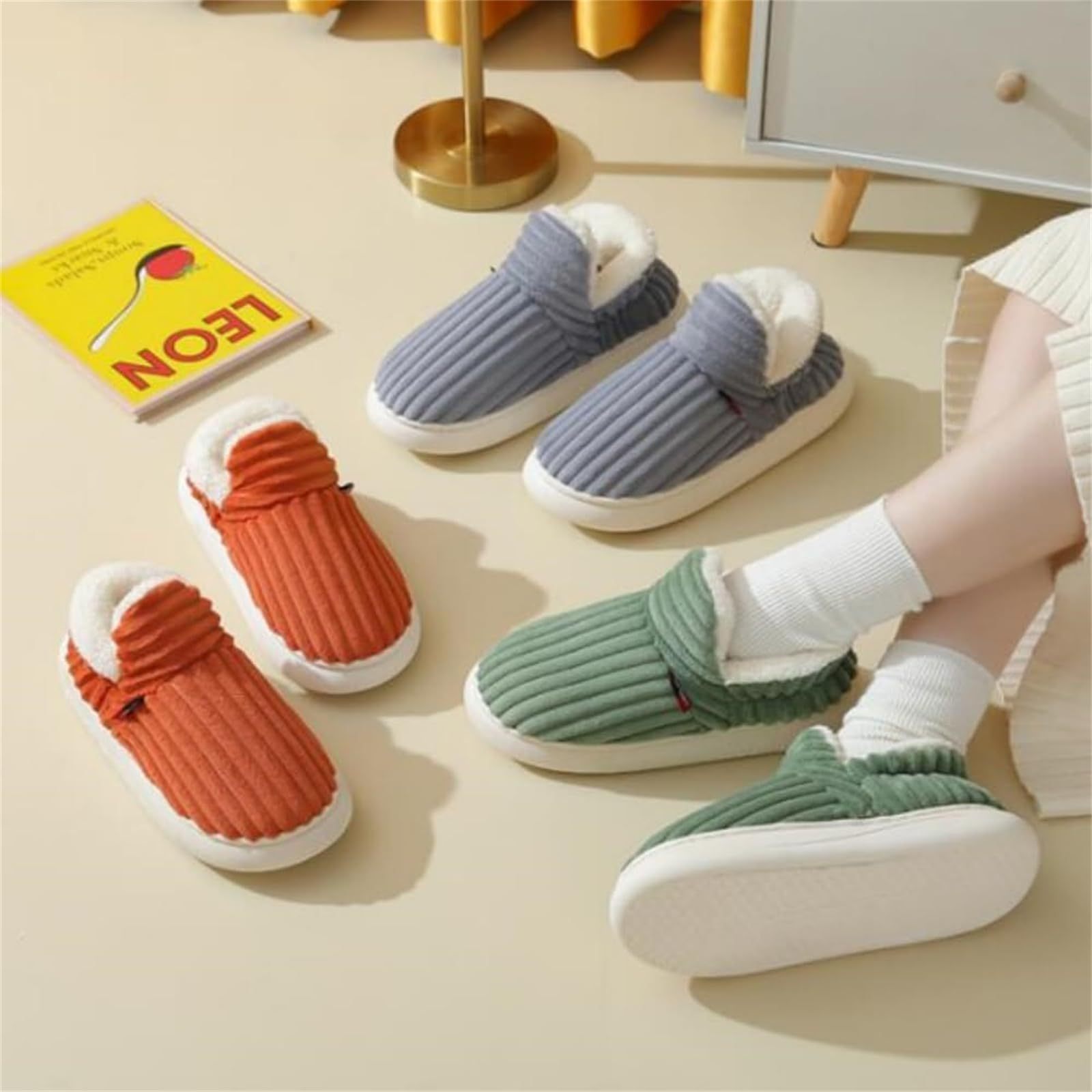 Felt Bootie Warm Cozy Foam Slippers