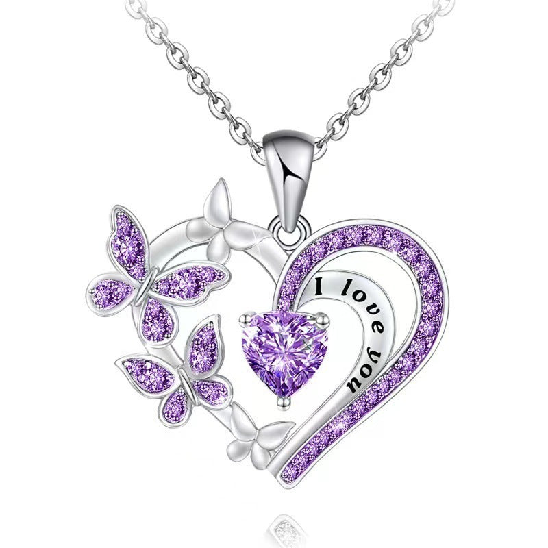 Rhinestones Heart-shaped Chain Pendant Necklace