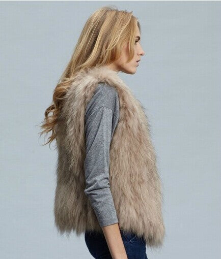 Faux Fox Fur Short Vest Jacket